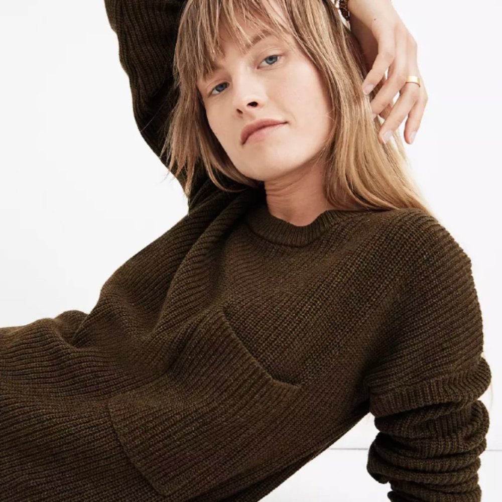 Madewell Thompson Pocket Pullover Sweater Medium - Picture 2 of 8